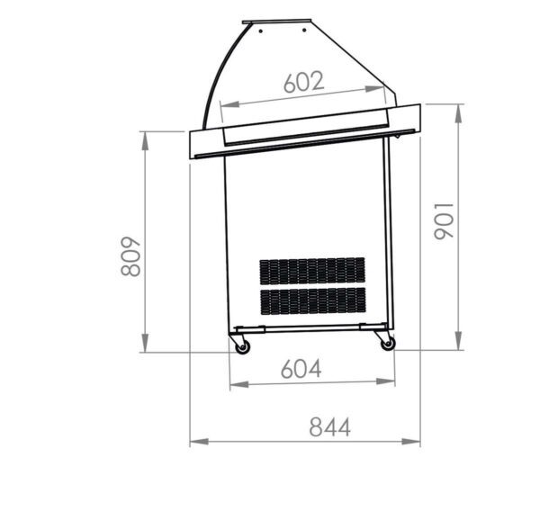 Gekoelde visvitrine L. 940 mm met displayoppervlak 816 x 602 mm (VP-099-K)