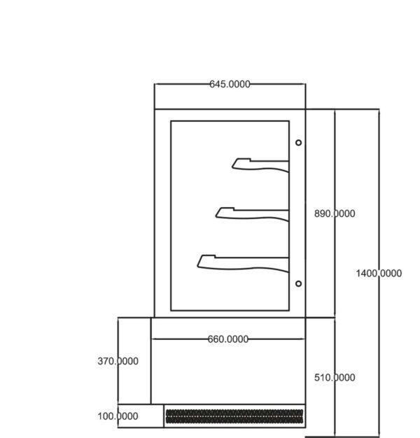 BANKETBAKKERIJ  KOELVITRINE - RECHTE BEGLAZING - 3 PLANKEN - 395 L (EDEN400)