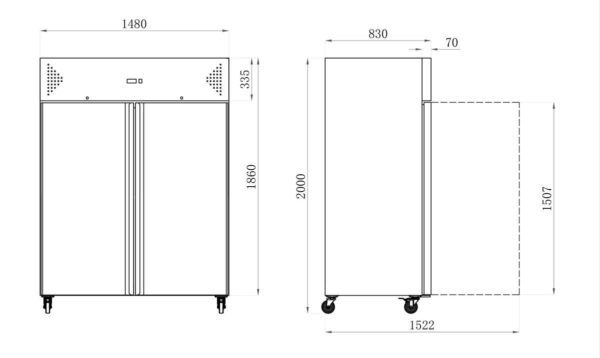 DIEPVRIES GN 2/1 - 1400 L - NEGATIEF - 2 DEUREN (AAF14N)