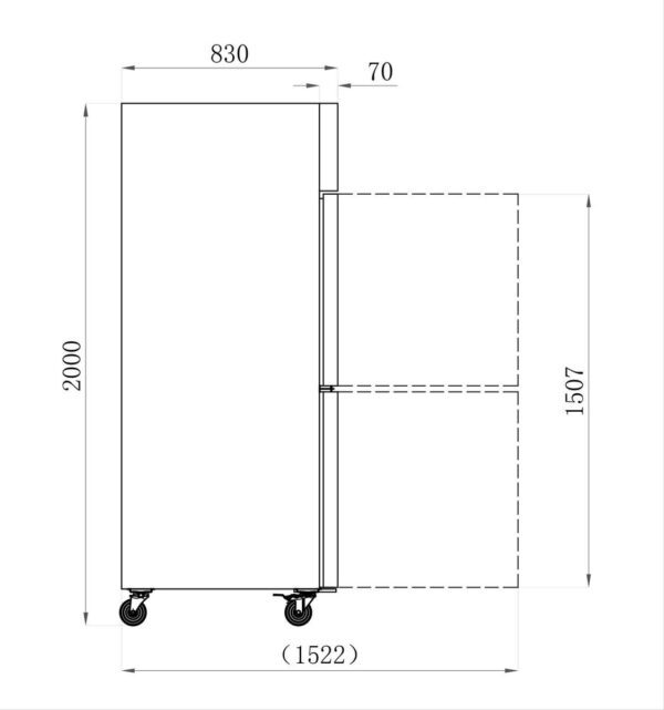 RVS GN 2/1 KOELKAST - 1400 L - 4 HALVE DEUREN (AA14PPNM)