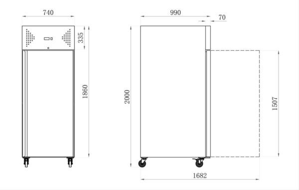 RVS KOELKAST GEBAKSKOELING  - 600 X 800 (AA8PP)