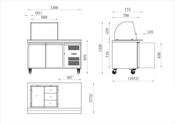 KOELWERKBANK DEUREN + OPEN SALADE (AA2PP+PS)