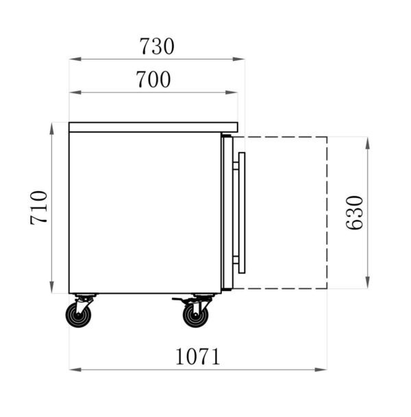 KOELWERKBANK BARKOELING GN 1/1 - PROF 700 - 2 GLASDEUREN (AA2PV)