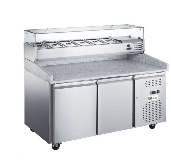 PIZZAWERKBANK MET SALADETTE - PROF 800 - 2 DEUREN (AA2PZ)