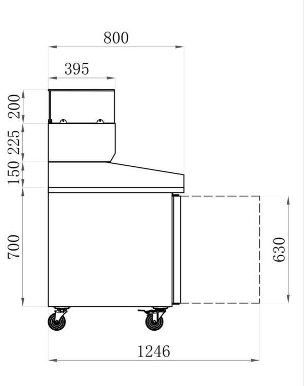 PIZZAWERKBANK MET SALADETTE - PROF 800 - 2 DEUREN (AA2PZ)