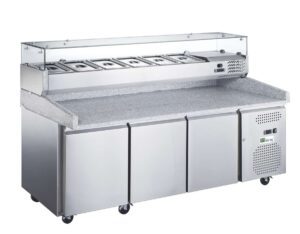 PIZZAWERKBANK MET OPZETKOELING - PROF 800 - 3 DEUREN (AA3PZ)