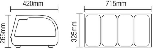 Opzetkoeltoonbank met schuifdeuren voor 4 bakken GN1/3 - Hoogte 265 mm (RTS-42L)