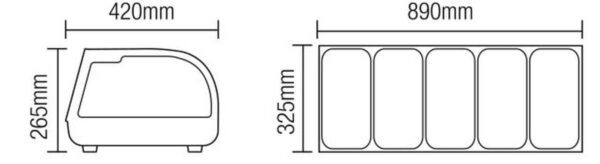 Opzetkoeltoonbank met schuifdeuren voor 5 bakken GN1/3 - Hoogte 265 mm (RTS-52L)