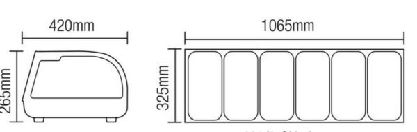 Opzetkoeltoonbank met schuifdeuren voor 6 bakken GN1/3 - Hoogte 265 mm (RTS-62L)