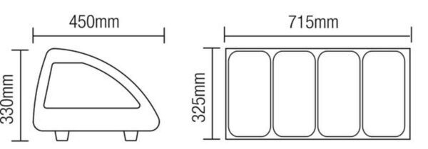 Opzetkoeltoonbank met schuifdeuren voor 4 bakken GN1/3 - Hoogte 330 mm (RTS-43L)