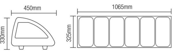 Opzetkoeltoonbank met schuifdeuren voor 6 bakken GN1/3 - Hoogte 330 mm (RTS-83L)