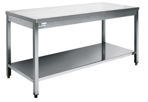 RVS TAFEL MET ONDERPLANK - SERIE 600 - LANG. 800 MM (DC6008)