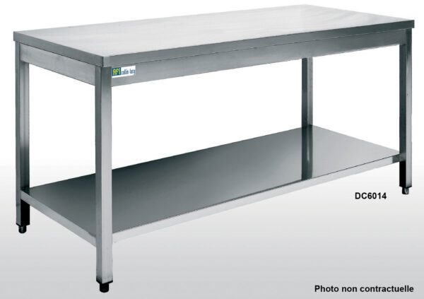 RVS TAFEL MET ONDERPLANK - SERIE 600 - LANG. 800 MM (DC6008)