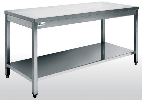 RVS TAFEL MET ONDERPLANK - SERIE 600 - LANG. 1400 MM (DC6014)