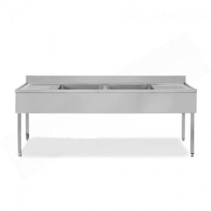 RVS WASBAK MET 2 GOOTSTENEN EN AFDRUIPREKKEN - SERIE 700 - LANG 2000 MM (MPK2/2)