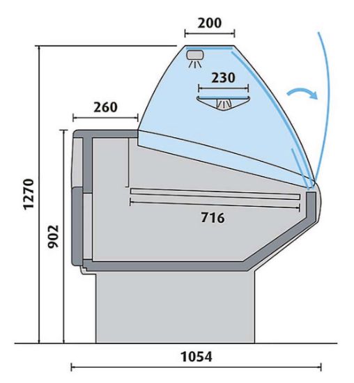 Professionele Koeltoonbank 104 cm met Gebogen Glas – AFI OM100B