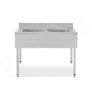 RVS WASBAK MET 2 SPOELBAKKEN - SERIE 600 - LANG 1200 MM (MAK2/0)