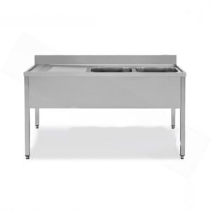 RVS WASBAK MET 2 SPOELBAKKEN AAN DE RECHTERKANT - SERIE 700 - LANG 1800 MM (MPK2/1G)