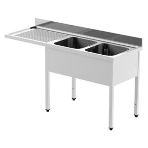 RVS WASBAK MET 2 SPOELBAKKEN AAN DE RECHTERKANT - SERIE 700 - LANG 1800 MM (MPK2/1GMLV)