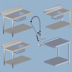 Wastafels en rvs tafels voor doorschuif