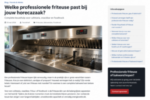 Welke professionele friteuse past bij jouw horecazaak? Complete keuzehulp voor cafetaria, snackbar en foodtruck