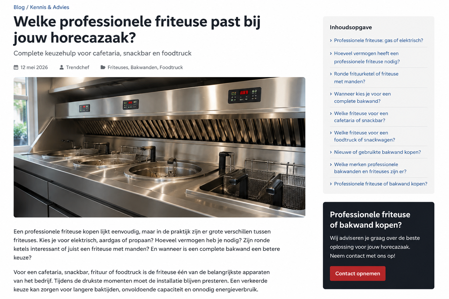 Welke professionele friteuse past bij jouw horecazaak? Complete keuzehulp voor cafetaria, snackbar en foodtruck