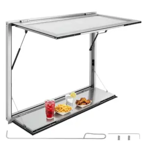 Verkoopraam Foodtruck 1220 x 915 mm – Wit Aluminium – Met Serveerplank | Trendchef