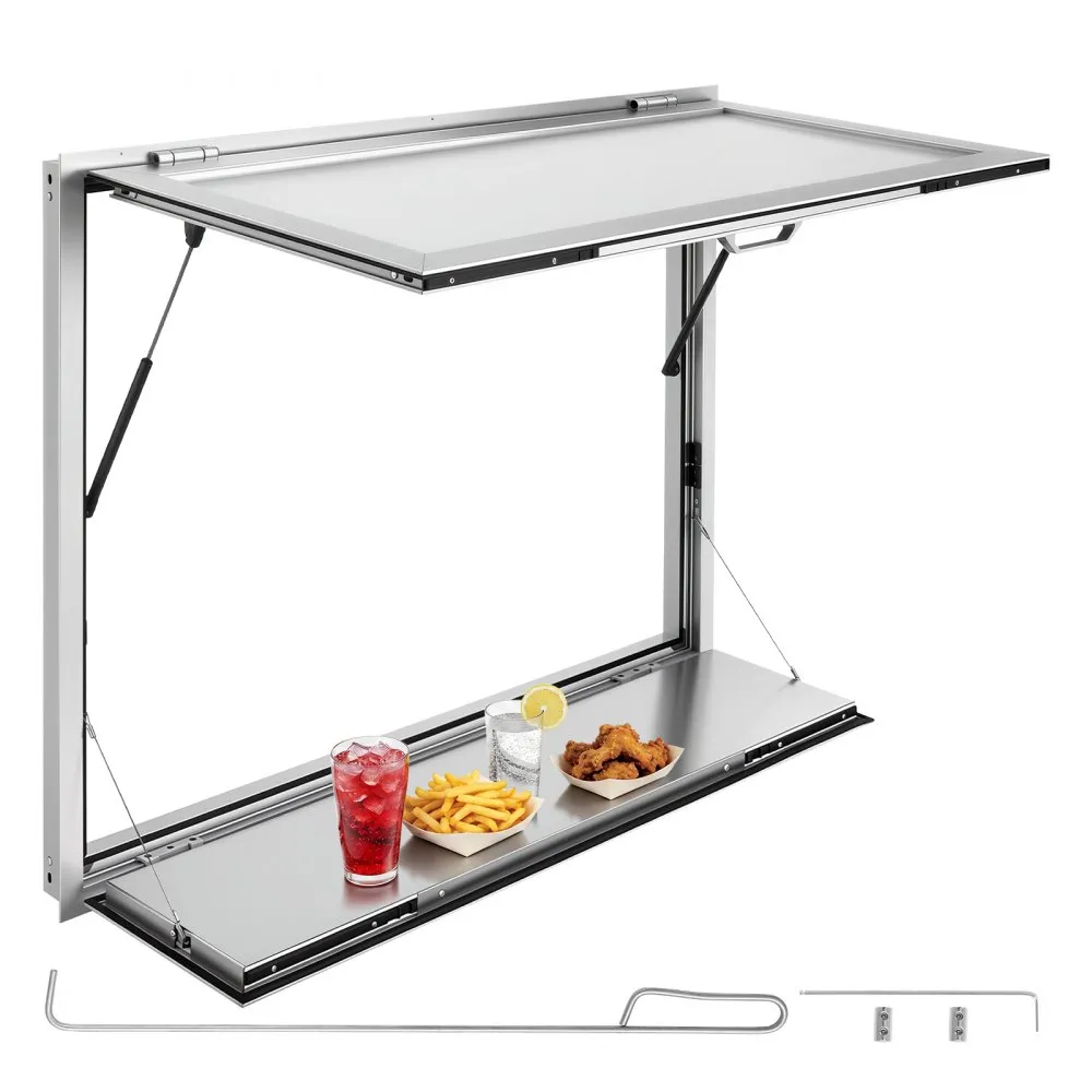 Verkoopraam Foodtruck 1220 x 915 mm – Wit Aluminium – Met Serveerplank | Trendchef